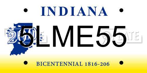 5LME55 Indiana License Plate