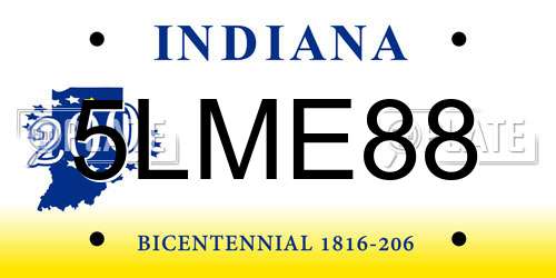 5LME88 Indiana License Plate