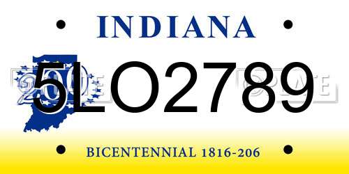 5LO2789 Indiana License Plate