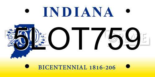 5LOT759 Indiana License Plate