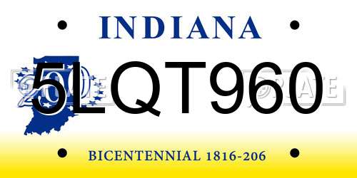 5LQT960 Indiana License Plate