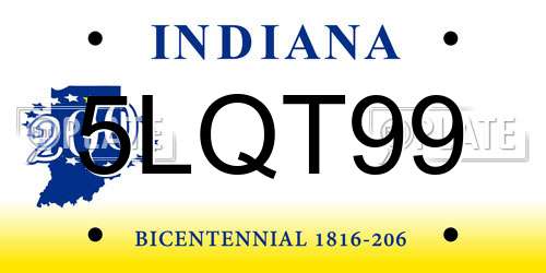 5LQT99 Indiana License Plate