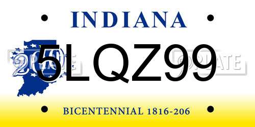 5LQZ99 Indiana License Plate