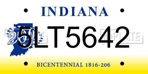 5LT5642 Indiana License Plate
