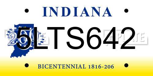 5LTS642 Indiana License Plate