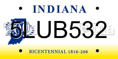 5LUB532 Indiana License Plate