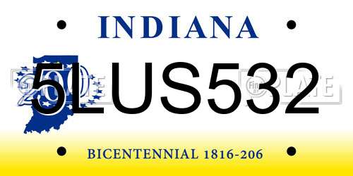 5LUS532 Indiana License Plate