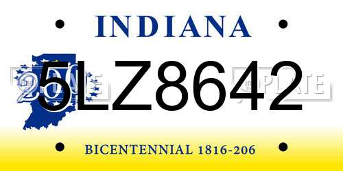 5LZ8642 Indiana License Plate