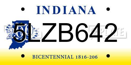 5LZB642 Indiana License Plate