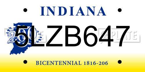 5LZB647 Indiana License Plate
