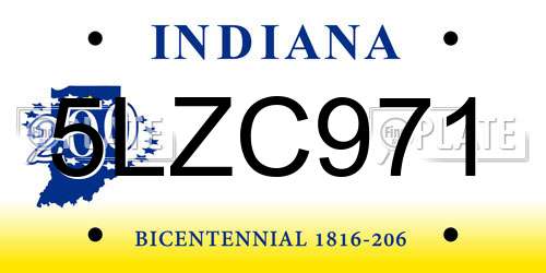 5LZC971 Indiana License Plate