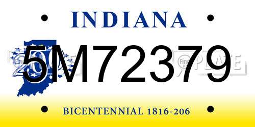 5M72379 Indiana License Plate