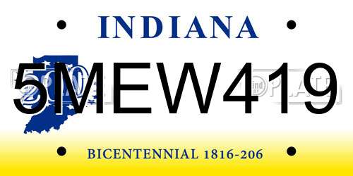 5MEW419 Indiana License Plate