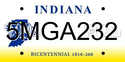 5MGA232 Indiana License Plate