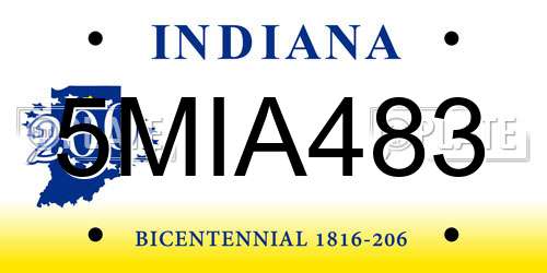 5MIA483 Indiana License Plate