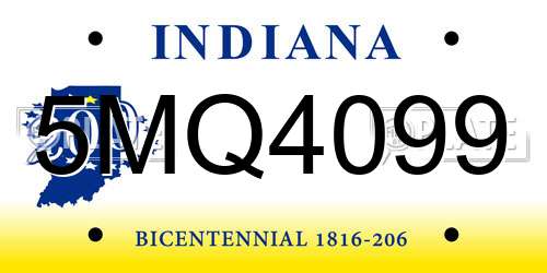 5MQ4099 Indiana License Plate
