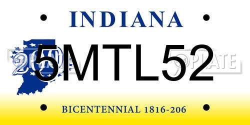5MTL52 Indiana License Plate