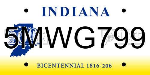 5MWG799 Indiana License Plate