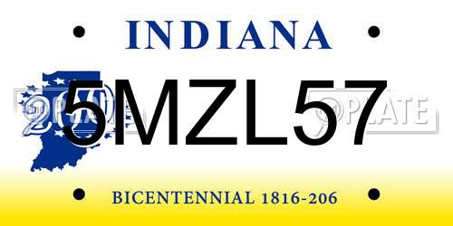5MZL57 Indiana License Plate