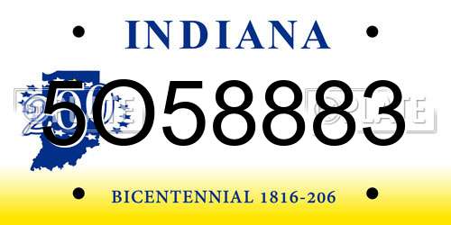 5O58883 Indiana License Plate