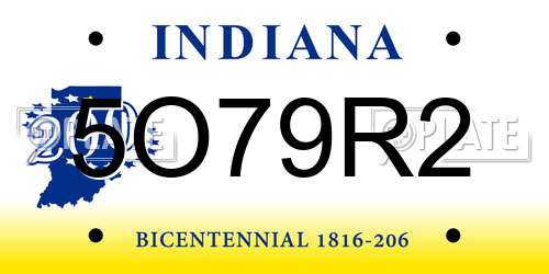 5O79R2 Indiana License Plate