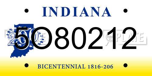 5O80212 Indiana License Plate