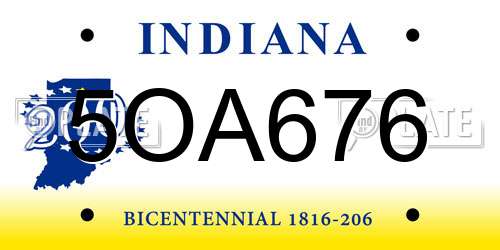 5OA676 Indiana License Plate