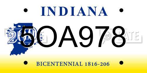 5OA978 Indiana License Plate