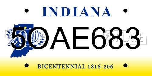 5OAE683 Indiana License Plate