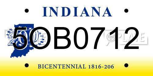 5OB0712 Indiana License Plate