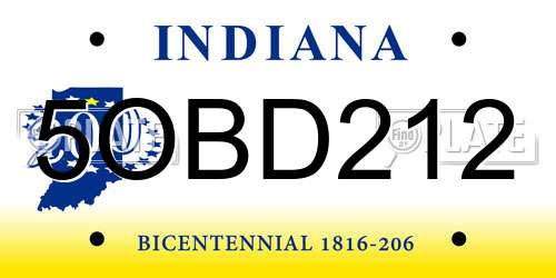 5OBD212 Indiana License Plate