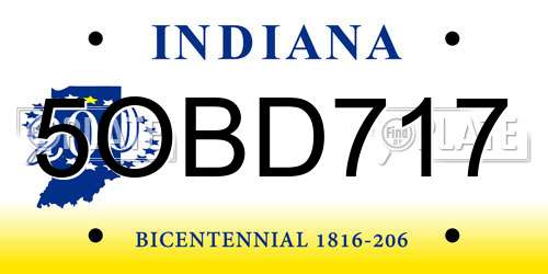 5OBD717 Indiana License Plate
