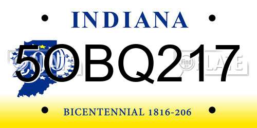 5OBQ217 Indiana License Plate