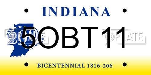 5OBT11 Indiana License Plate