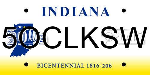5OCLKSW Indiana License Plate
