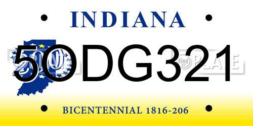 5ODG321 Indiana License Plate