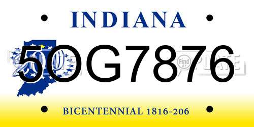 5OG7876 Indiana License Plate