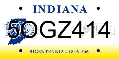 5OGZ414 Indiana License Plate