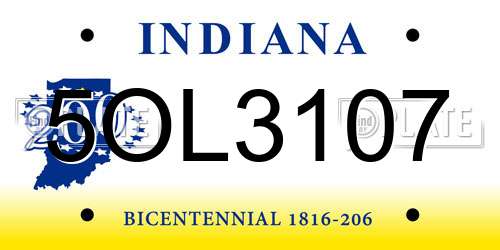 5OL3107 Indiana License Plate