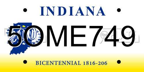 5OME749 Indiana License Plate