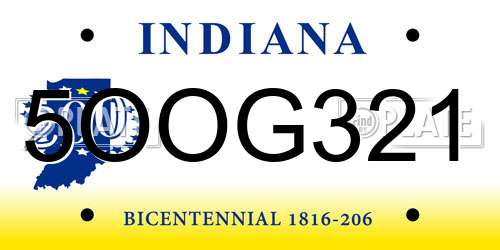 5OOG321 Indiana License Plate