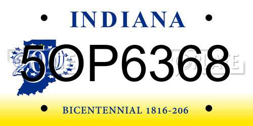 5OP6368 Indiana License Plate