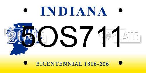 5OS711 Indiana License Plate