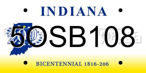 5OSB108 Indiana License Plate