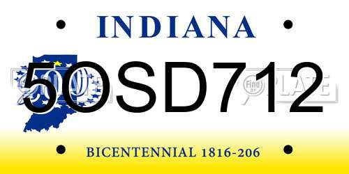 5OSD712 Indiana License Plate