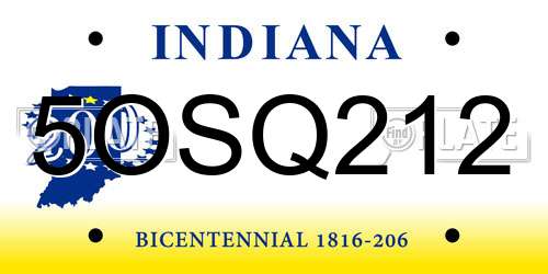 5OSQ212 Indiana License Plate