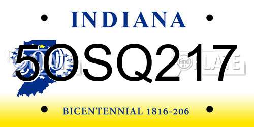 5OSQ217 Indiana License Plate