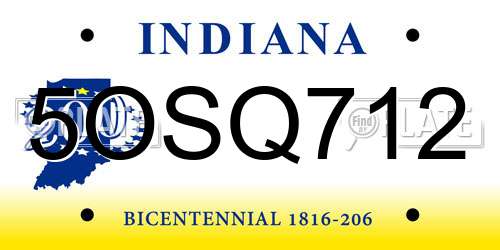 5OSQ712 Indiana License Plate