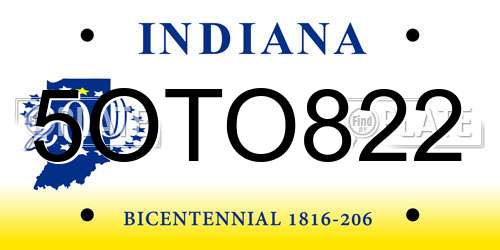 5OTO822 Indiana License Plate