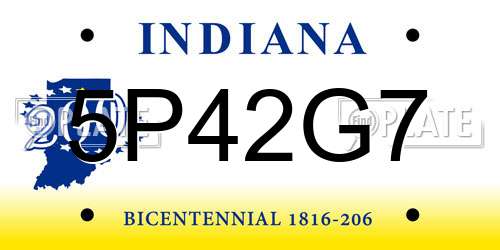 5P42G7 Indiana License Plate